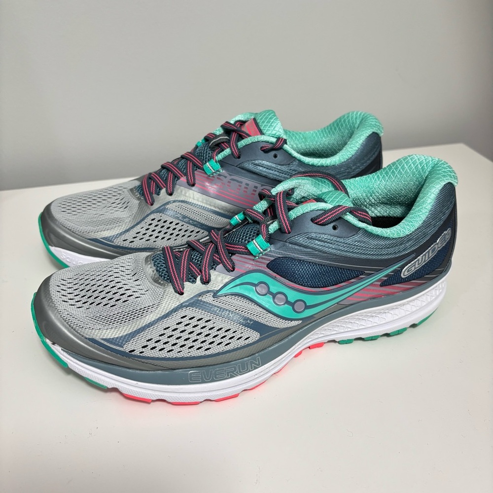Saucony Guide 10 Women's Gray and Teal Running Shoes Wmns Sz 9.5